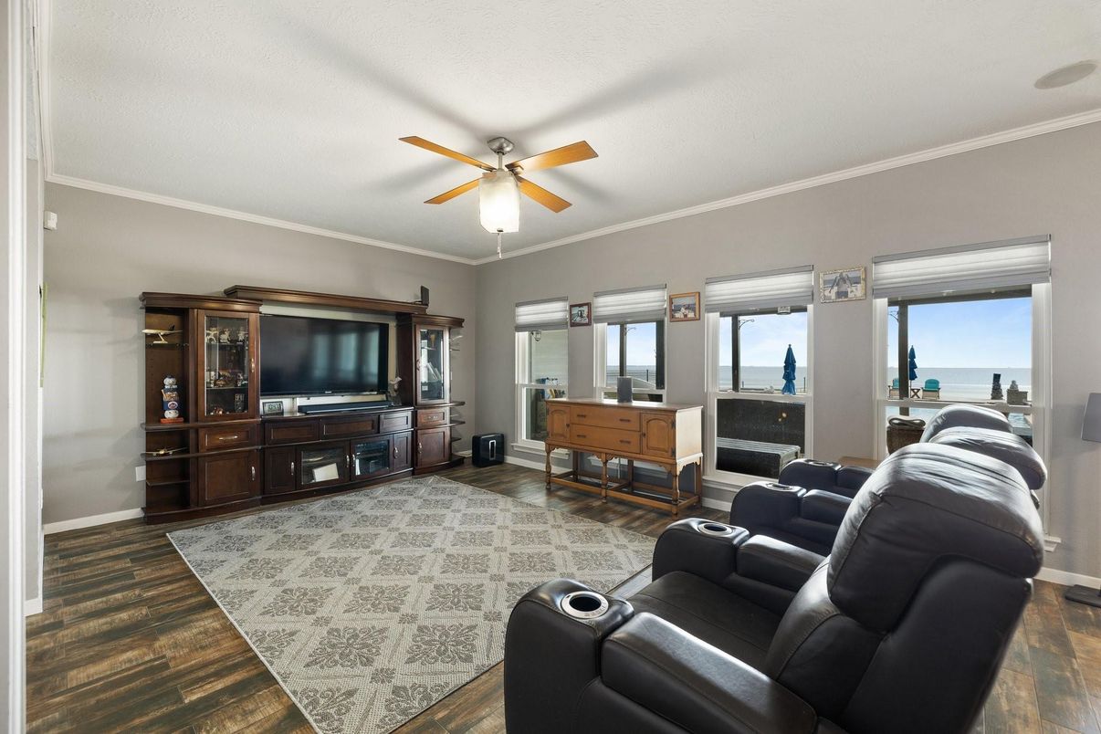 Home Theatre Room, Interior, Living room, Water, Wood Texture Flooring