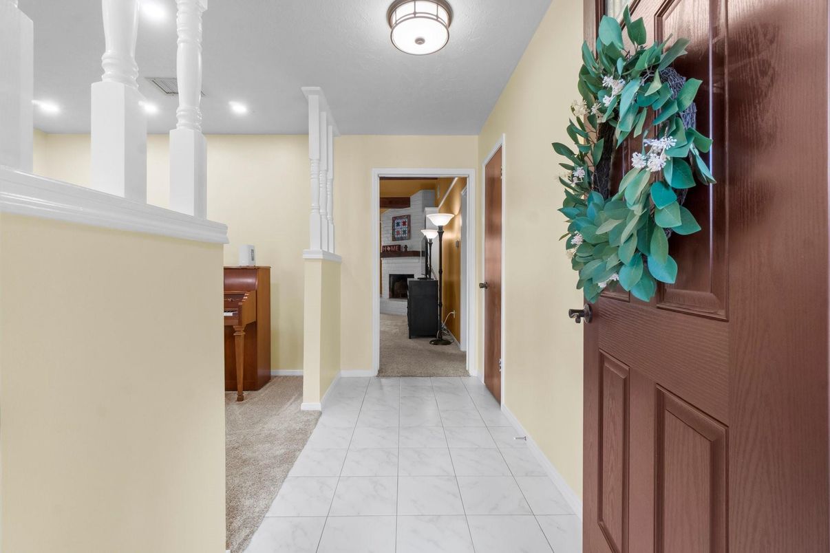 Fireplace, Interior, Marble, Recessed Lighting