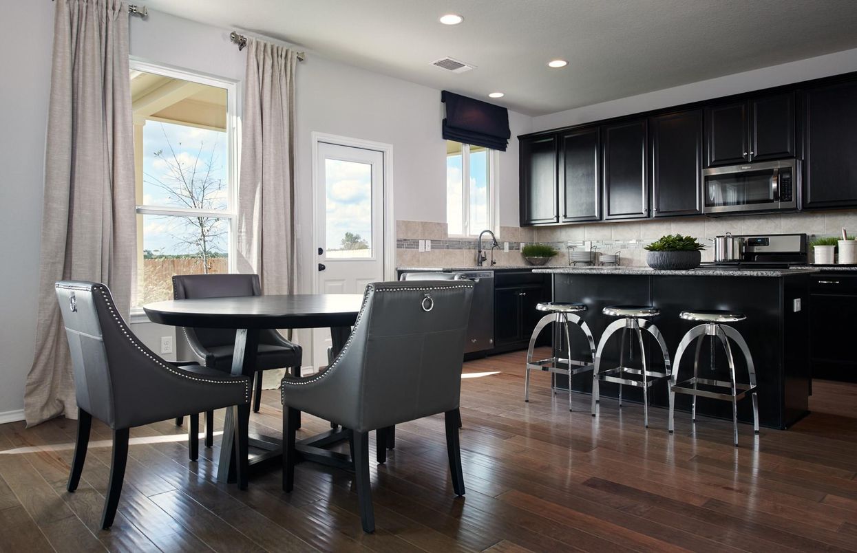 Dining room, Interior, Kitchen, Recessed Lighting, Wood Texture Flooring