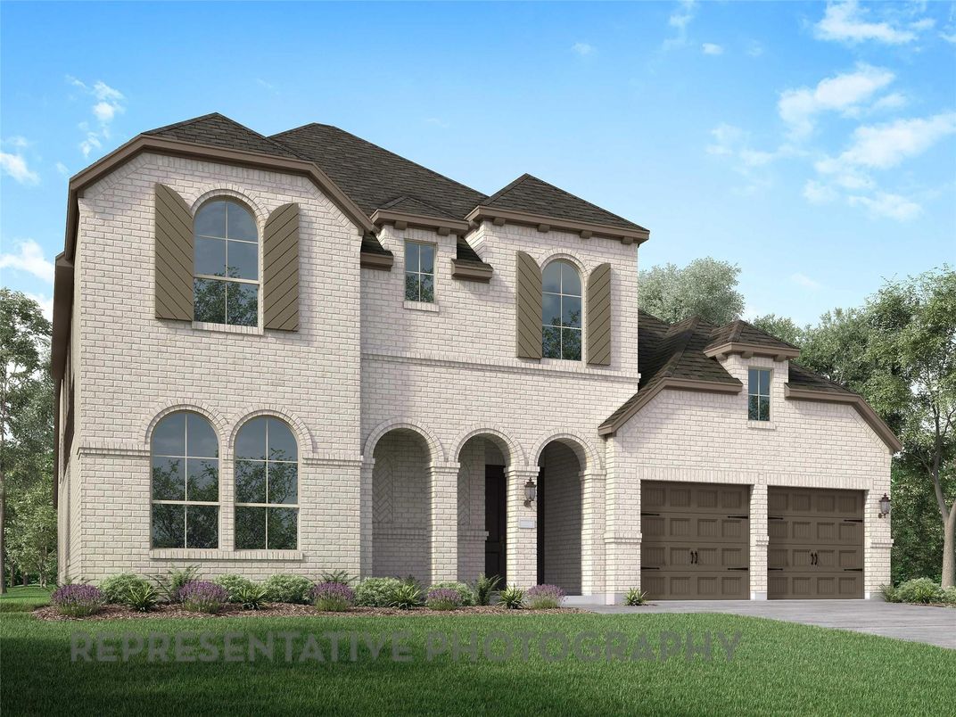 Attached, Exterior, Facade, Brick Facade, French Provincial