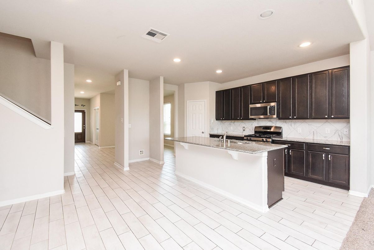 Interior, Kitchen, Recessed Lighting, Wood Texture Flooring