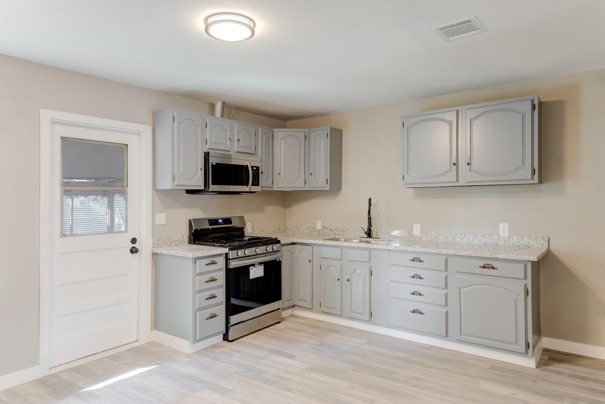 Interior, Kitchen, Stainless Steel Appliances, Wood Texture Flooring