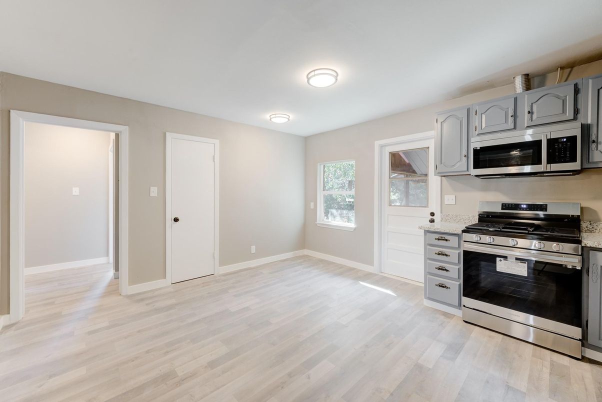Interior, Kitchen, Stainless Steel Appliances, Wood Texture Flooring