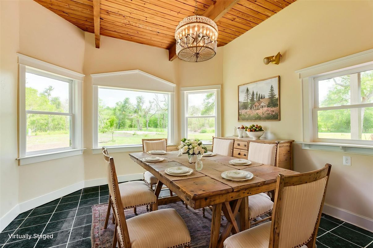 Chandelier, Dining room, Interior, Wooden Ceilings