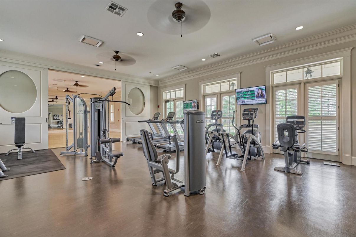 Fitness Equipment, Gym, Interior, Recessed Lighting