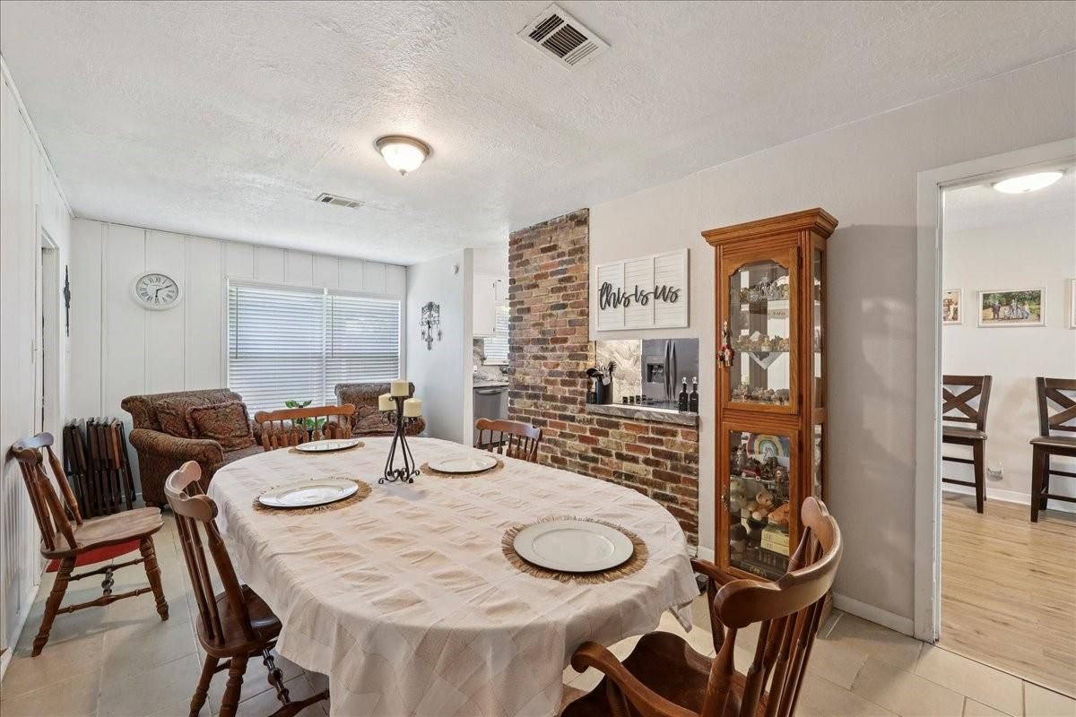 Dining room, Interior, Stone Walls, Wood Texture Flooring