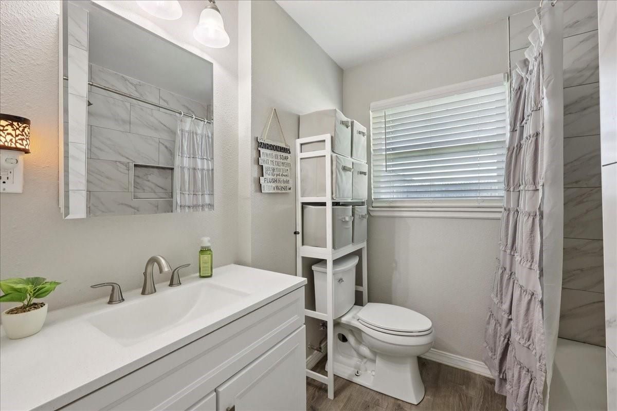 Bathroom, Interior, Marble Walls, Wood Texture Flooring