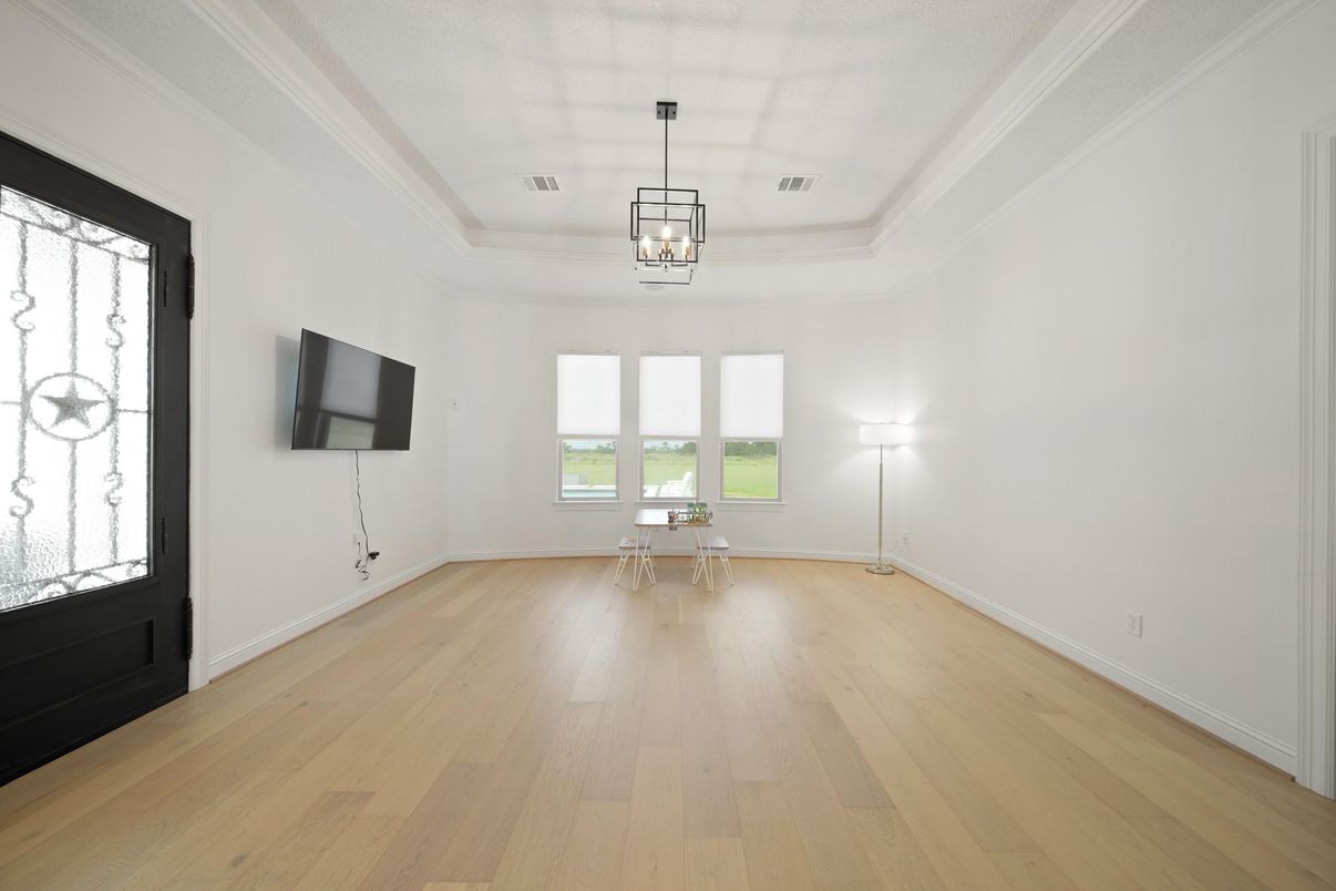 Empty room, Interior, Pendant Lights, Wood Texture Flooring
