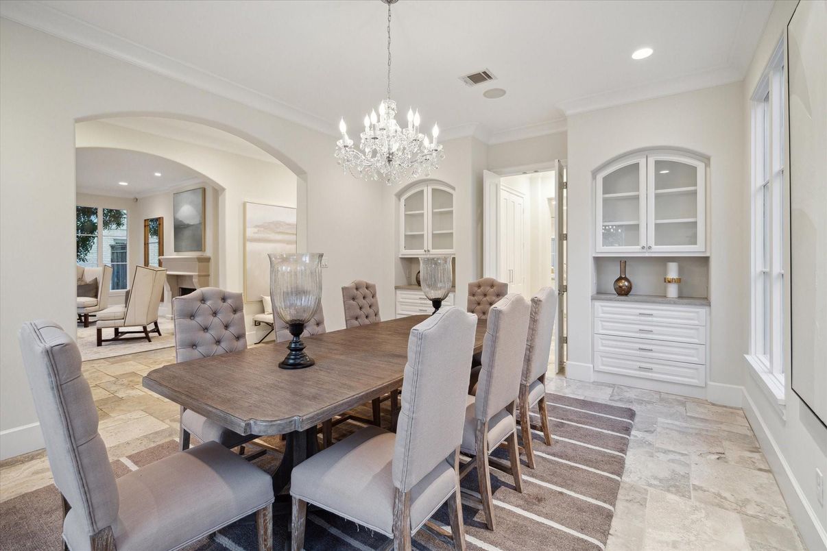 Chandelier, Dining room, Interior, Recessed Lighting