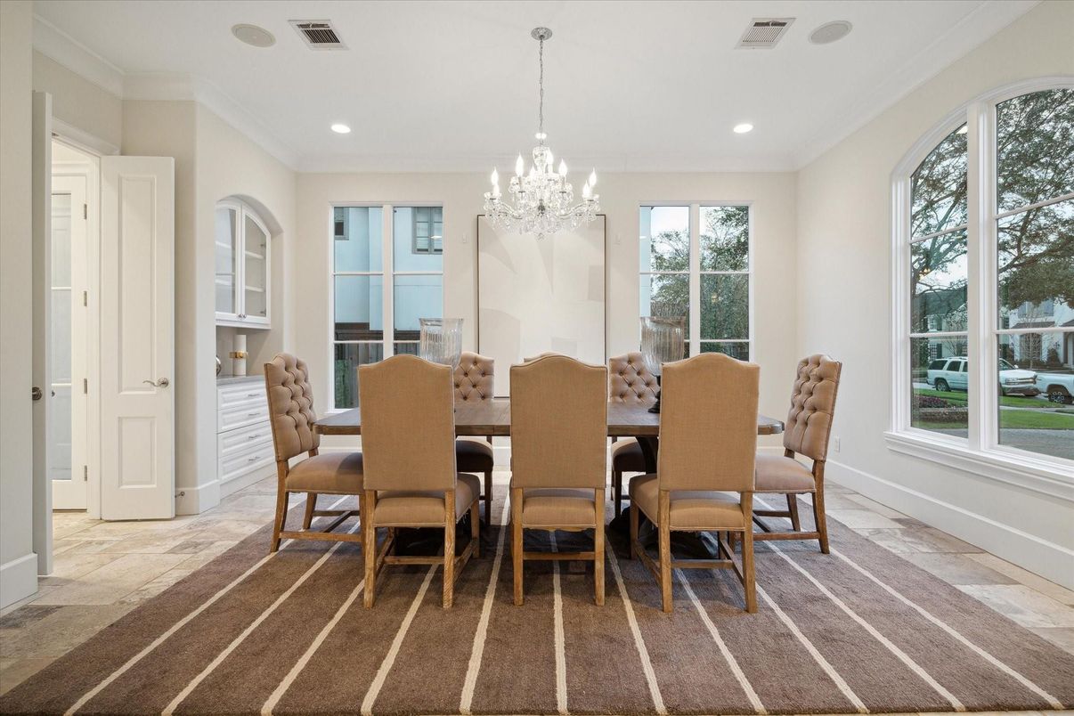 Chandelier, Dining room, Interior, Recessed Lighting