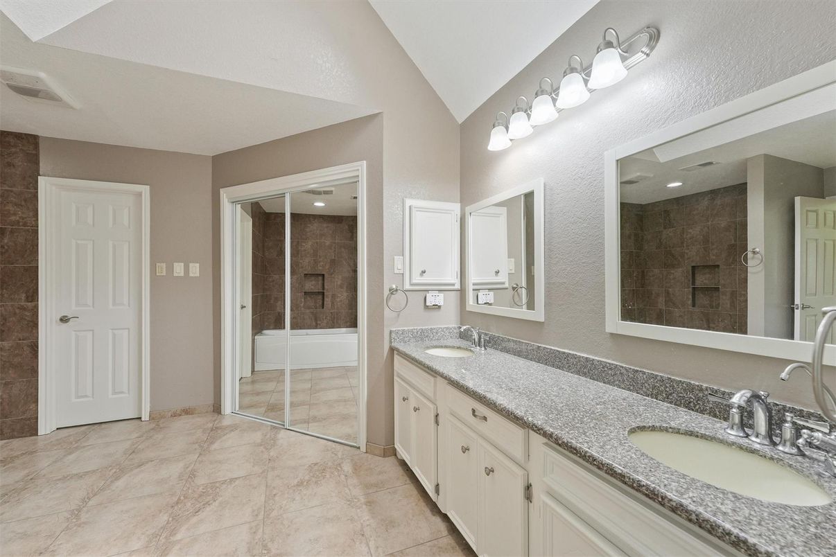 Bathroom, Dual Sink Vanities, Glass Shower, Interior