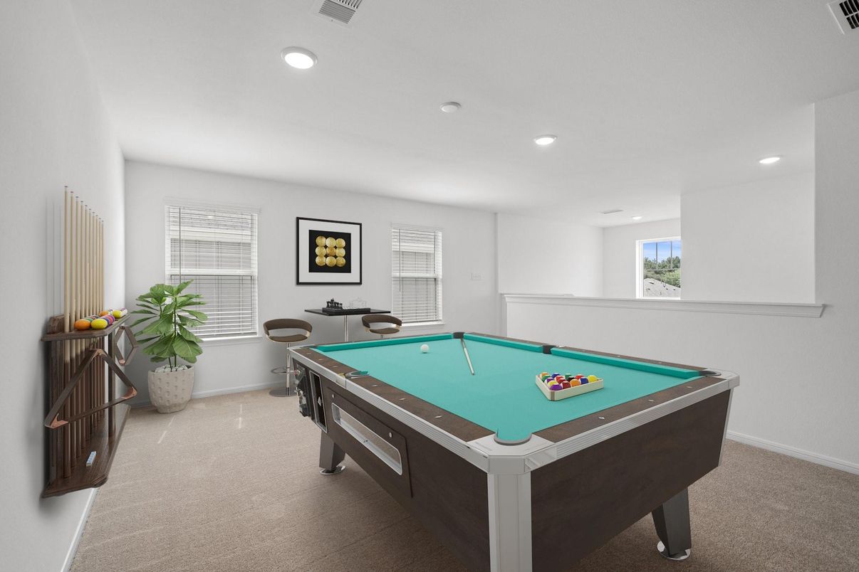 Billiard Table, Game Room, Interior, Recessed Lighting
