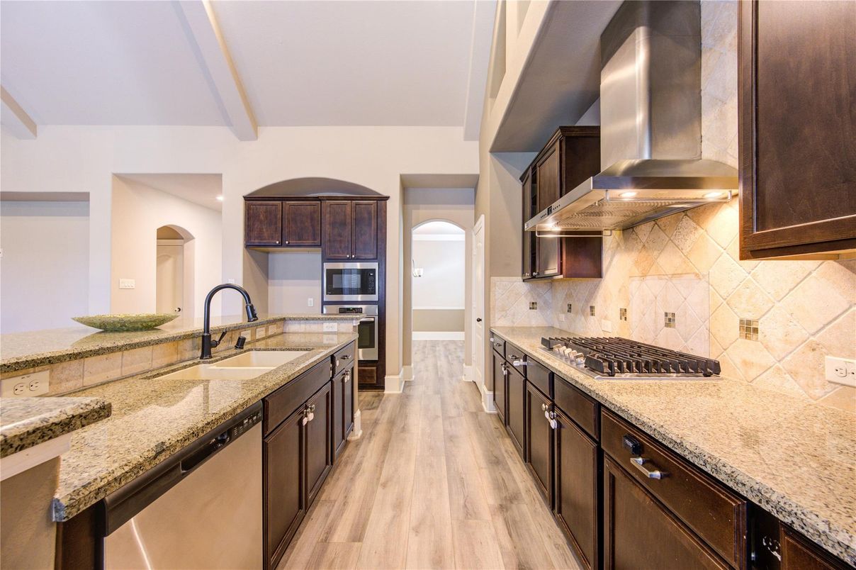 Interior, Kitchen, Stainless Steel Appliances, Wood Texture Flooring