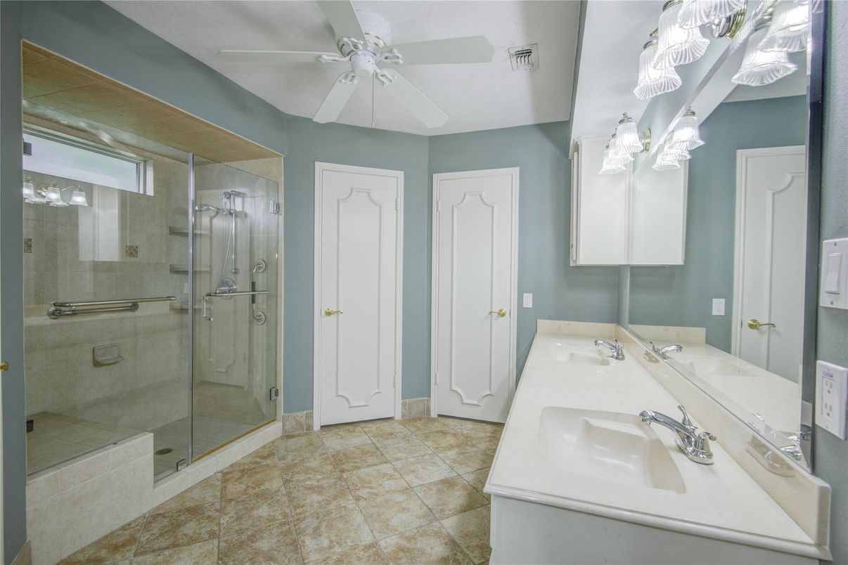 Bathroom, Dual Sink Vanities, Glass Shower, Interior