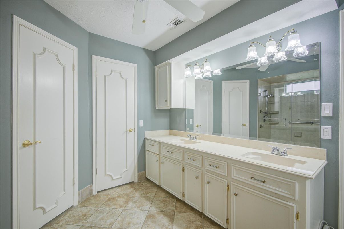 Bathroom, Dual Sink Vanities, Glass Shower, Interior