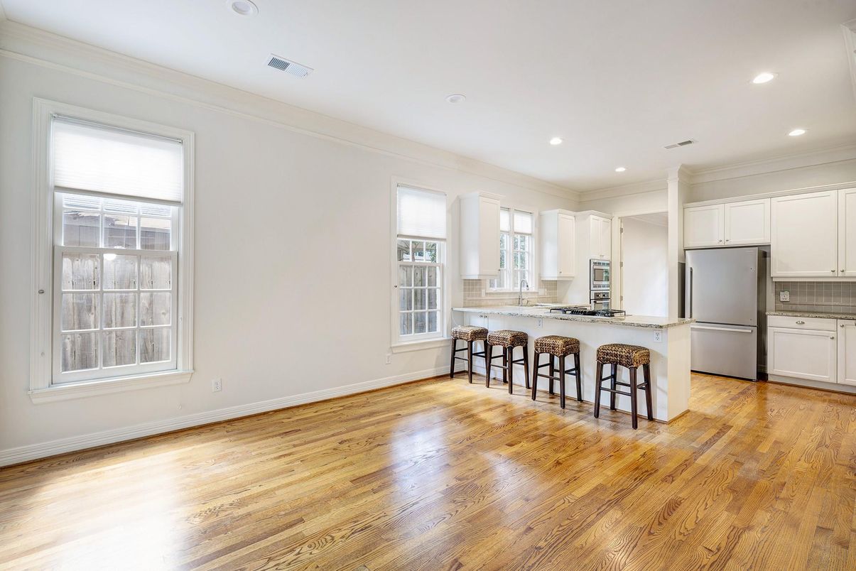 Interior, Kitchen, Recessed Lighting, Wood Texture Flooring