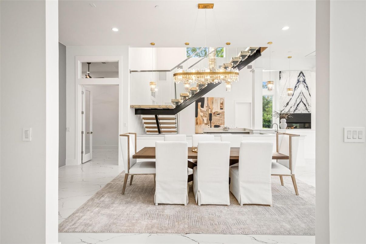 Chandelier, Dining room, Interior, Marble, Pendant Lights, Recessed Lighting