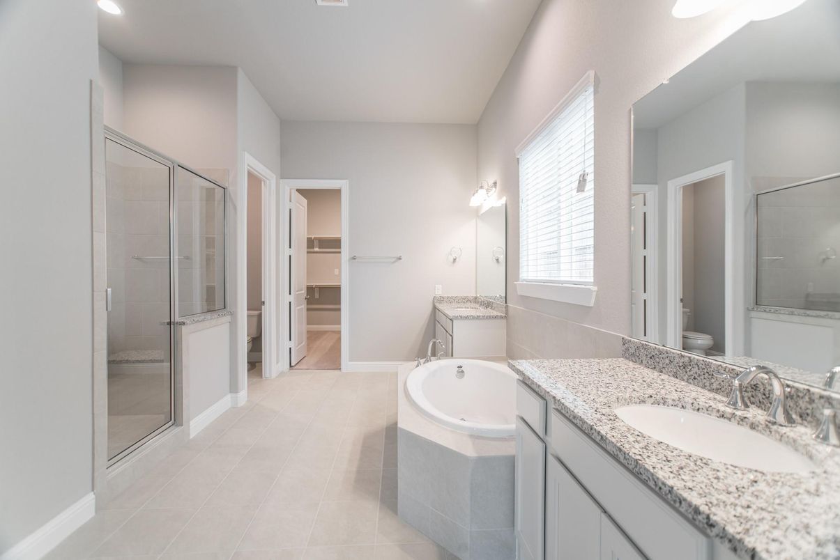 Bathroom, Dual Sink Vanities, Glass Shower, Interior, Recessed Lighting