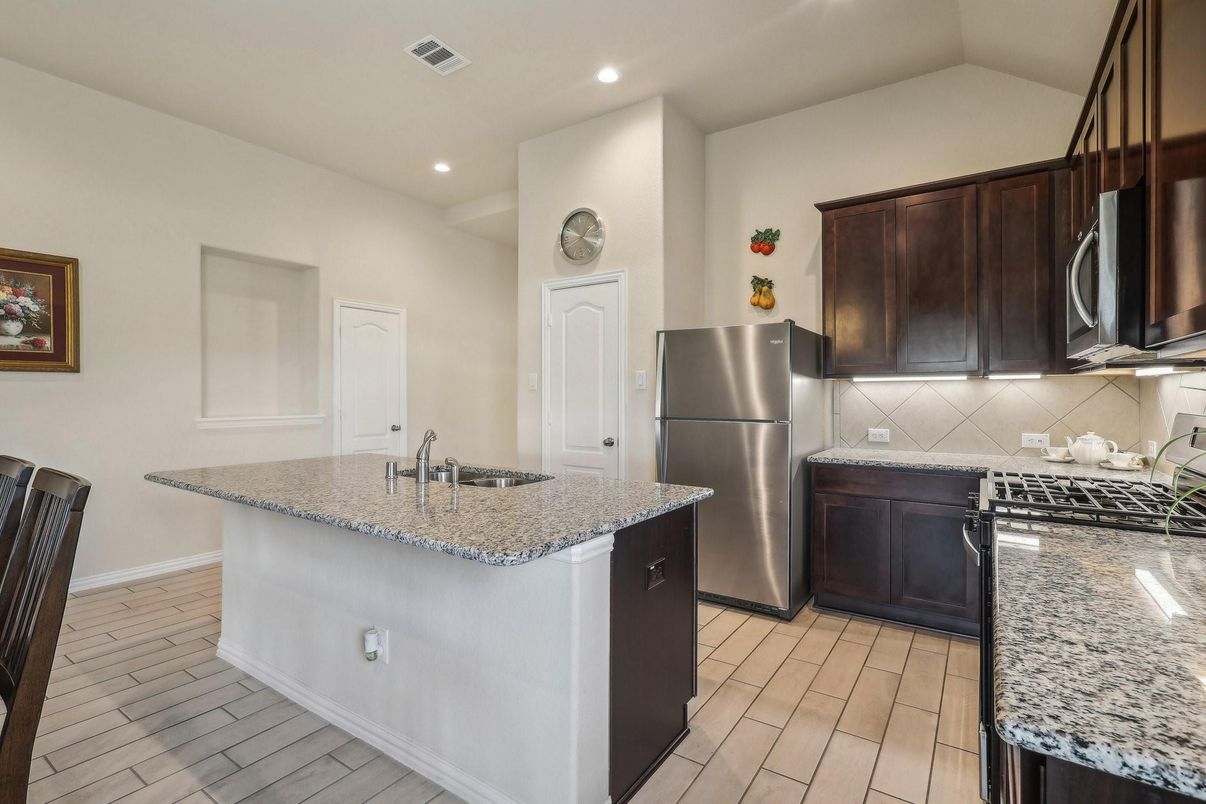 Interior, Kitchen, Recessed Lighting, Wood Texture Flooring