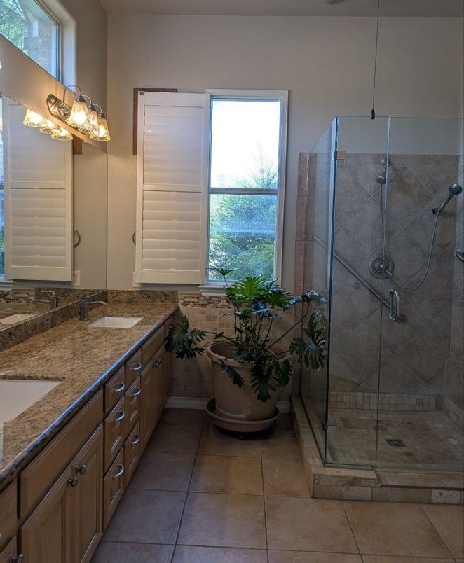 Bathroom, Dual Sink Vanities, Glass Shower, Interior
