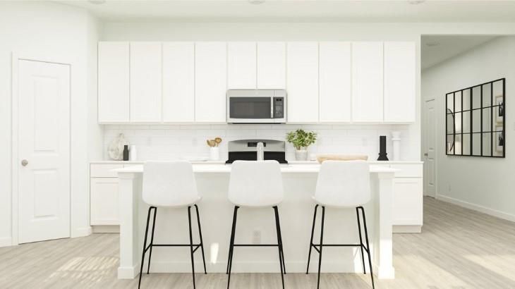 Interior, Kitchen, Recessed Lighting, Wood Texture Flooring