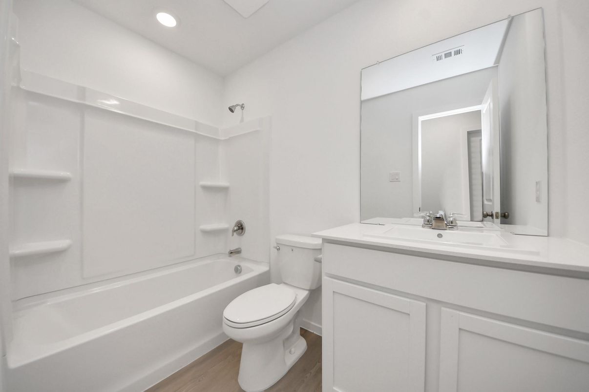 Bathroom, Interior, Recessed Lighting, Wood Texture Flooring