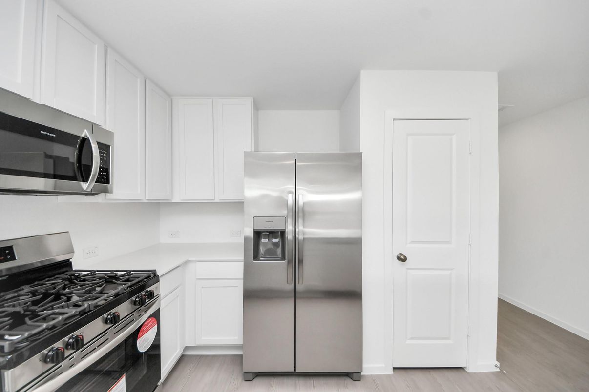 Interior, Kitchen, Stainless Steel Appliances, Wood Texture Flooring