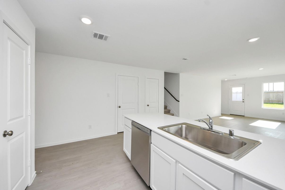 Interior, Kitchen, Recessed Lighting, Wood Texture Flooring