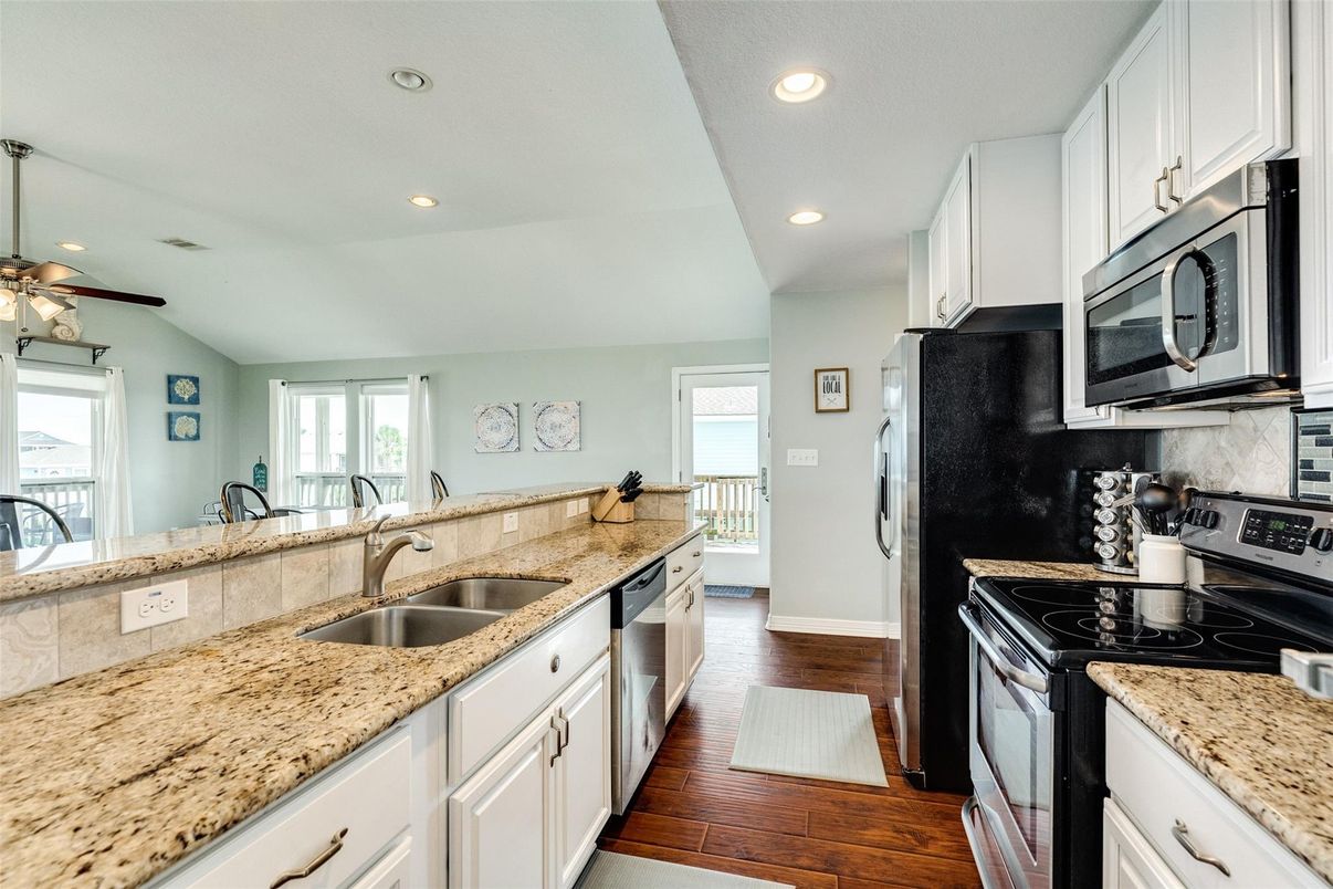 Interior, Kitchen, Recessed Lighting, Wood Texture Flooring