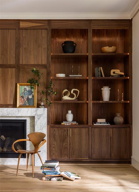 Fireplace, Interior, Wood Texture Flooring