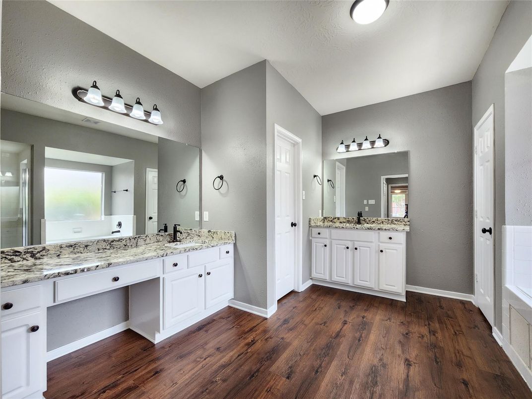 Bathroom, Dual Sink Vanities, Interior, Wood Texture Flooring