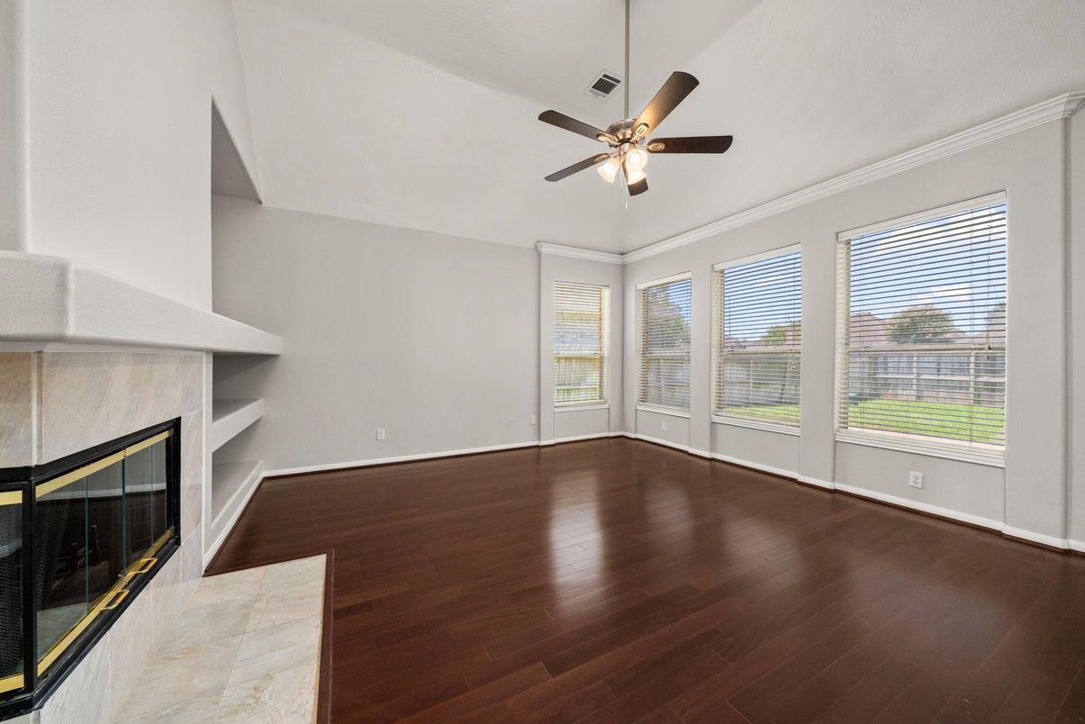 Empty room, Fireplace, Interior, Wood Texture Flooring