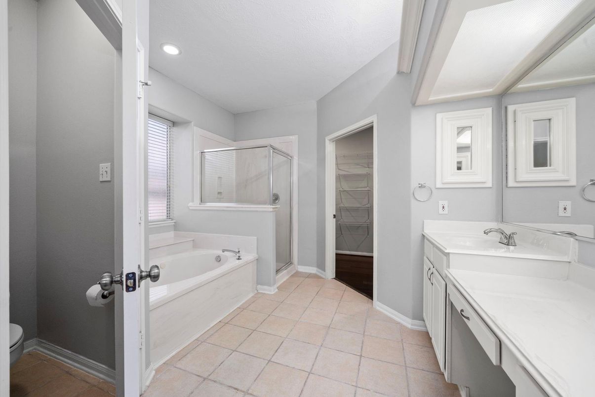 Bathroom, Dual Sink Vanities, Glass Shower, Interior, Recessed Lighting