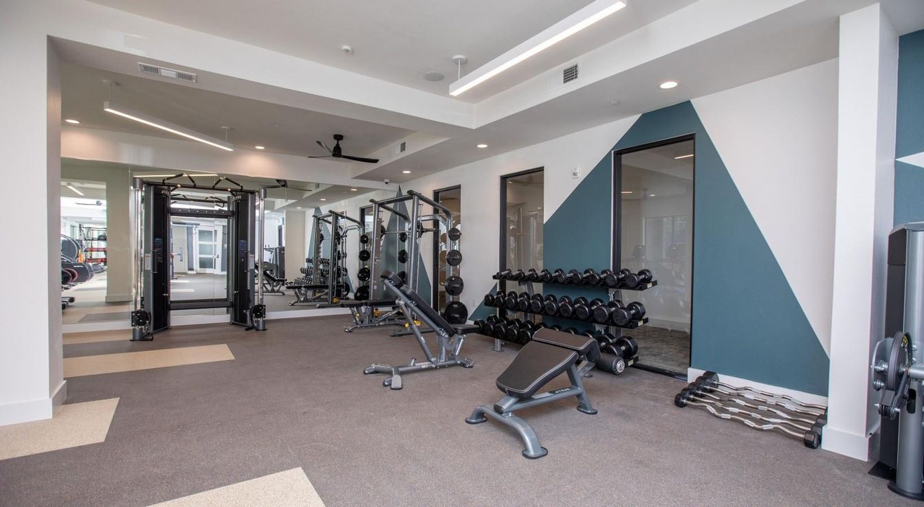 Fitness Equipment, Gym, Interior, Recessed Lighting