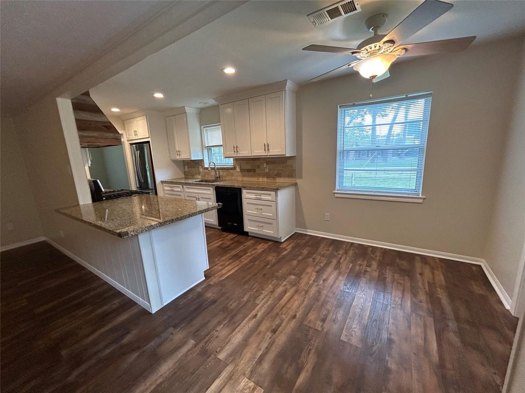 Interior, Kitchen, Recessed Lighting, Wood Texture Flooring