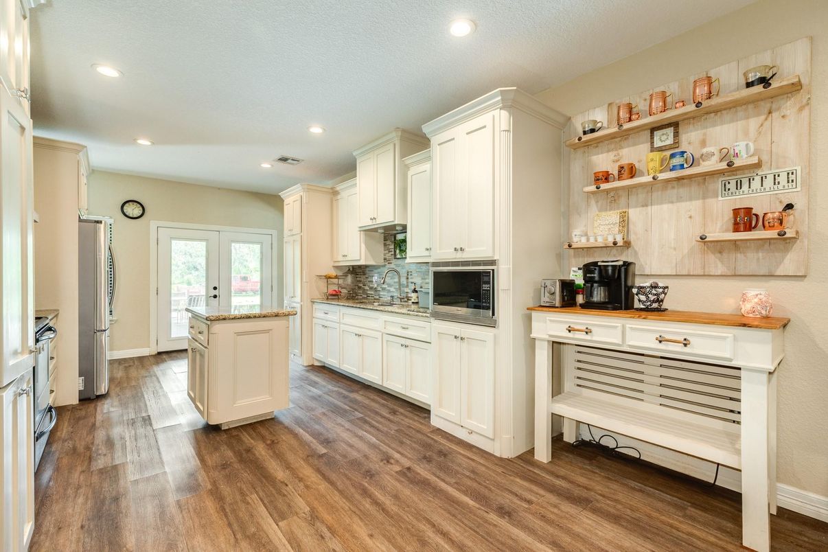 Interior, Kitchen, Recessed Lighting, Wood Texture Flooring