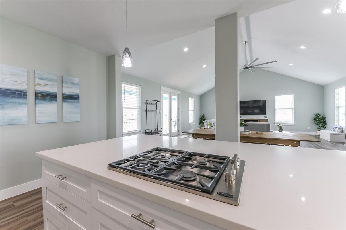 Interior, Kitchen, Pendant Lights, Recessed Lighting, Wood Texture Flooring