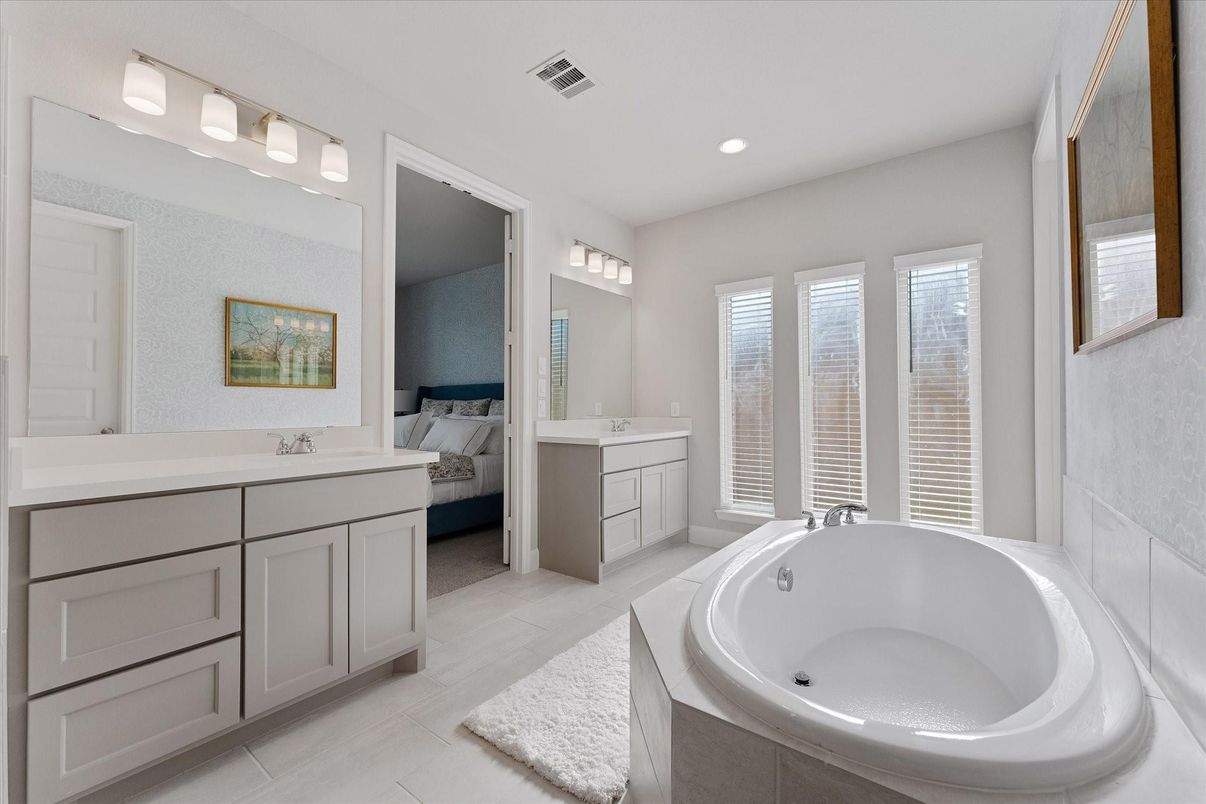 Bathroom, Bedroom, Dual Sink Vanities, Interior, Recessed Lighting