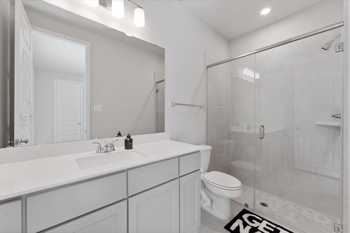 Bathroom, Glass Shower, Interior, Recessed Lighting