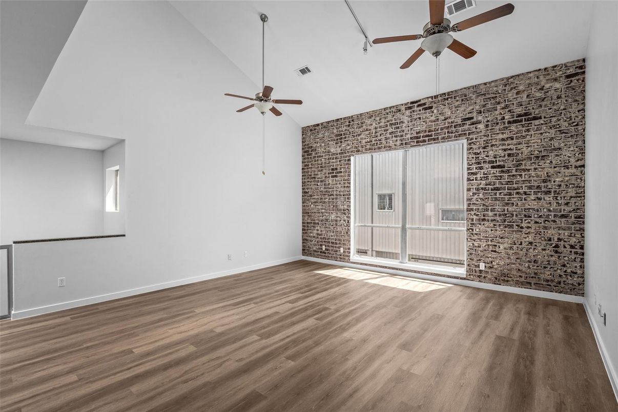 Empty room, Interior, Stone Walls, Wood Texture Flooring