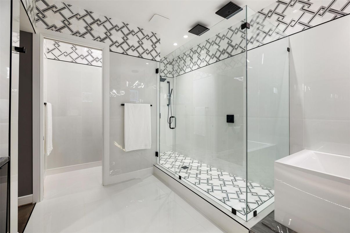 Bathroom, Glass Shower, Interior, Recessed Lighting