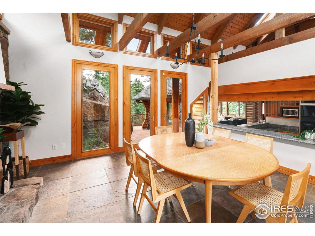 Dining room, Fireplace, Interior, Pendant Lights, Wooden Beams, Wooden Ceilings