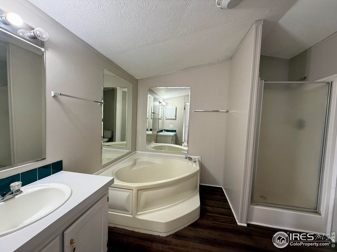 Bathroom, Glass Shower, Interior, Wood Texture Flooring