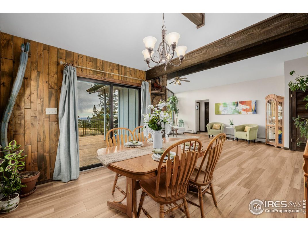 Chandelier, Dining room, Interior, Wooden Beams, Wood Texture Flooring, Wooden Walls