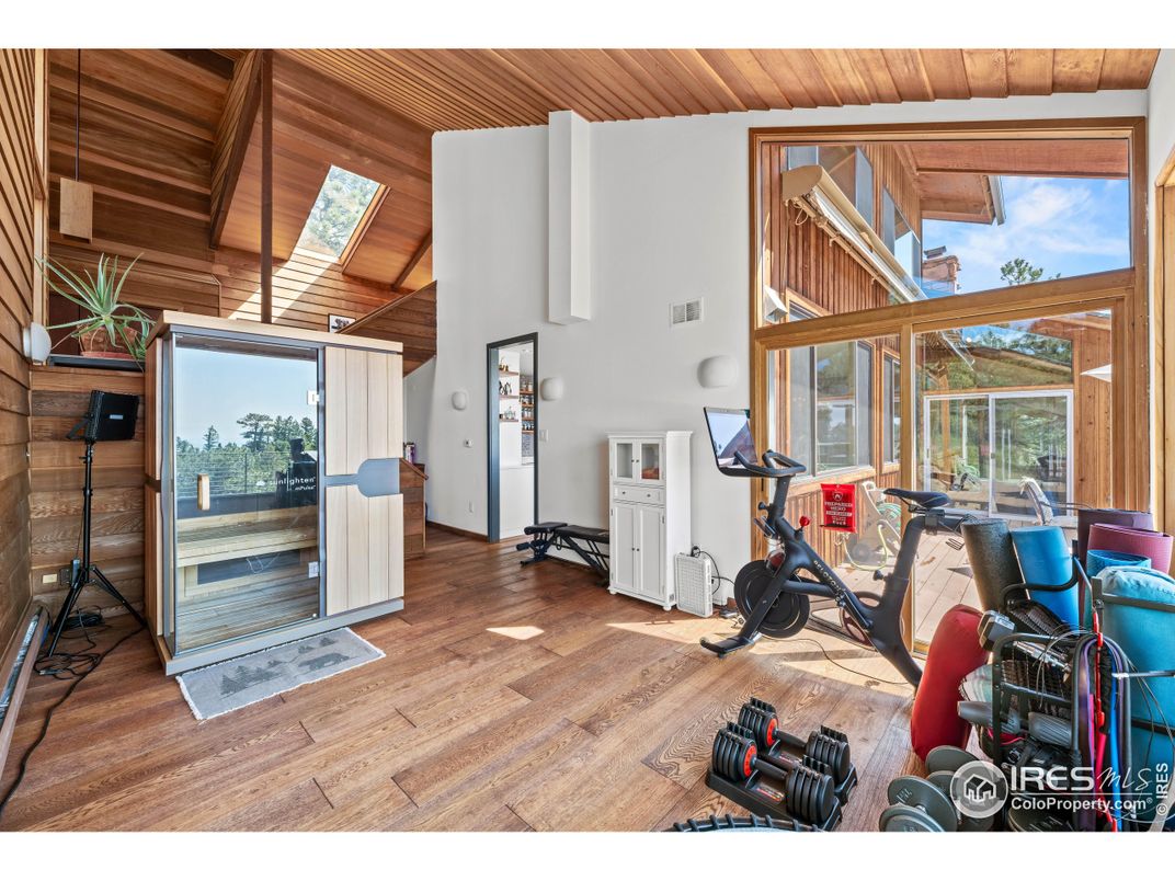 Fitness Equipment, Interior, Wooden Ceilings, Wood Texture Flooring