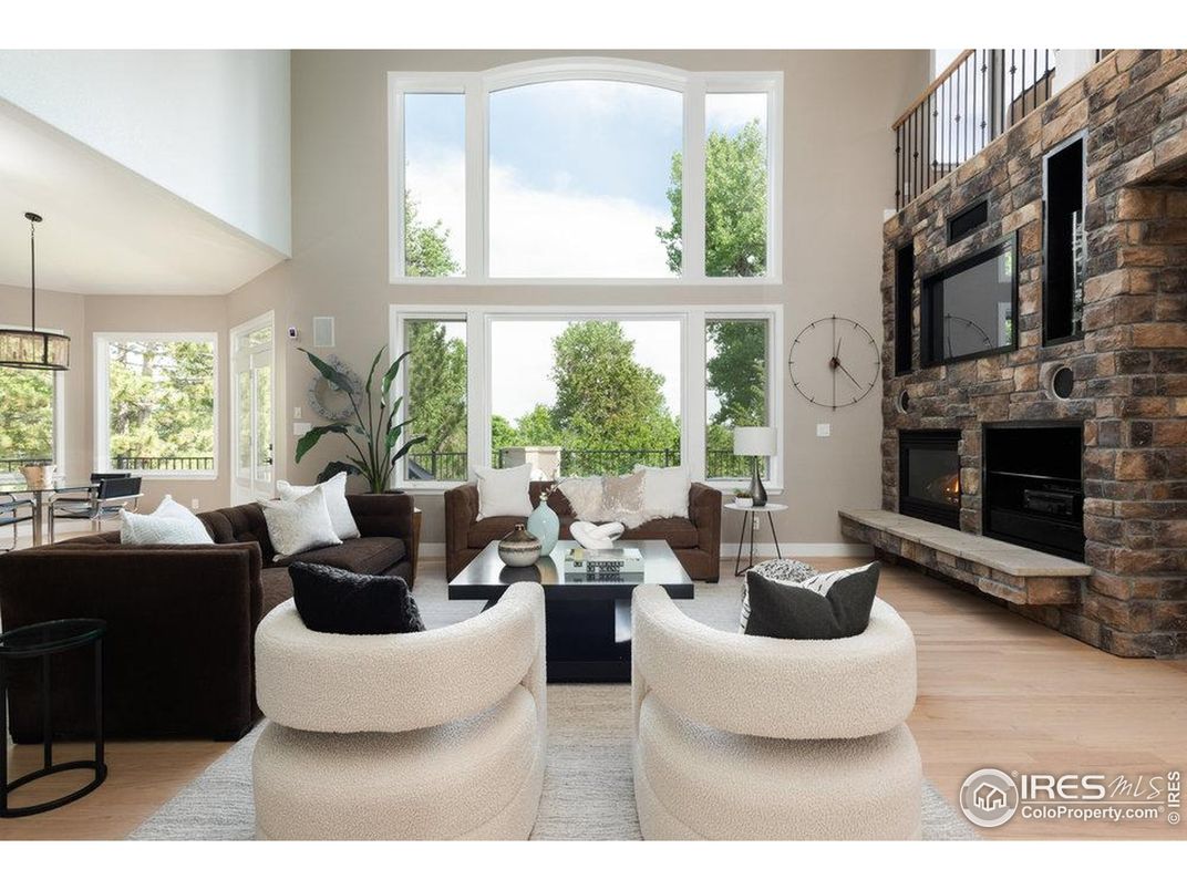 Dining room, Fireplace, Interior, Living room, Pendant Lights, Stone Walls, Wood Texture Flooring