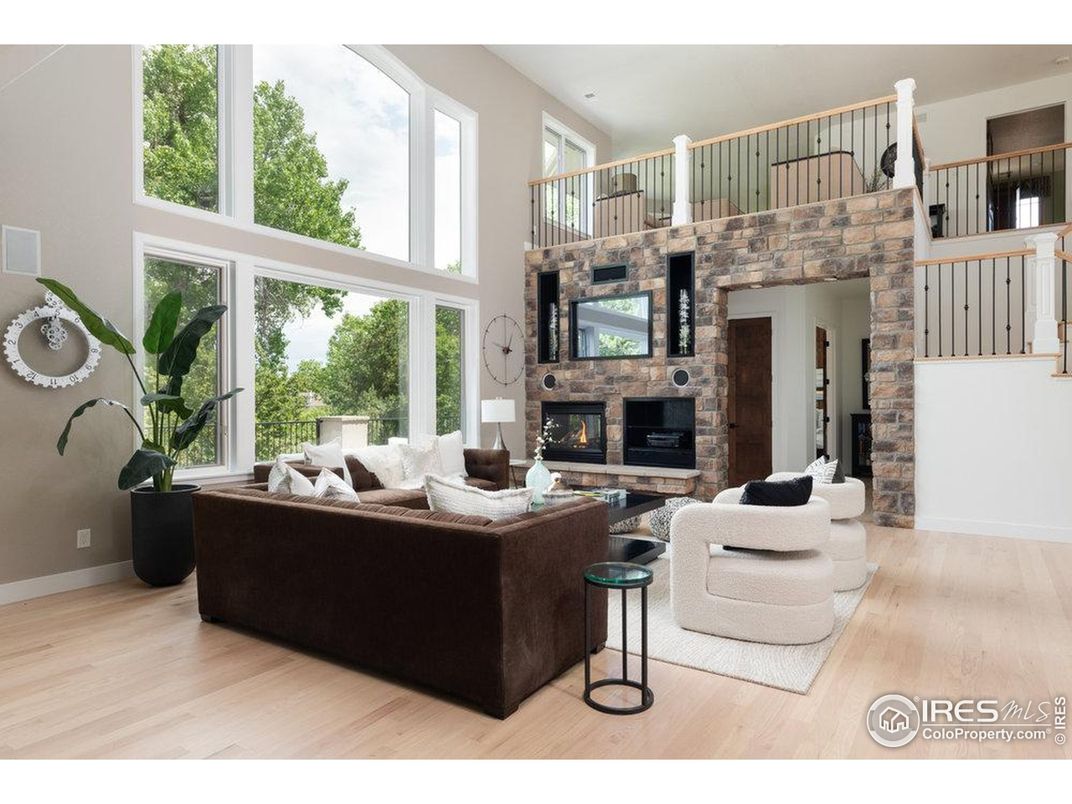 Fireplace, Interior, Living room, Stone Walls, Wood Texture Flooring