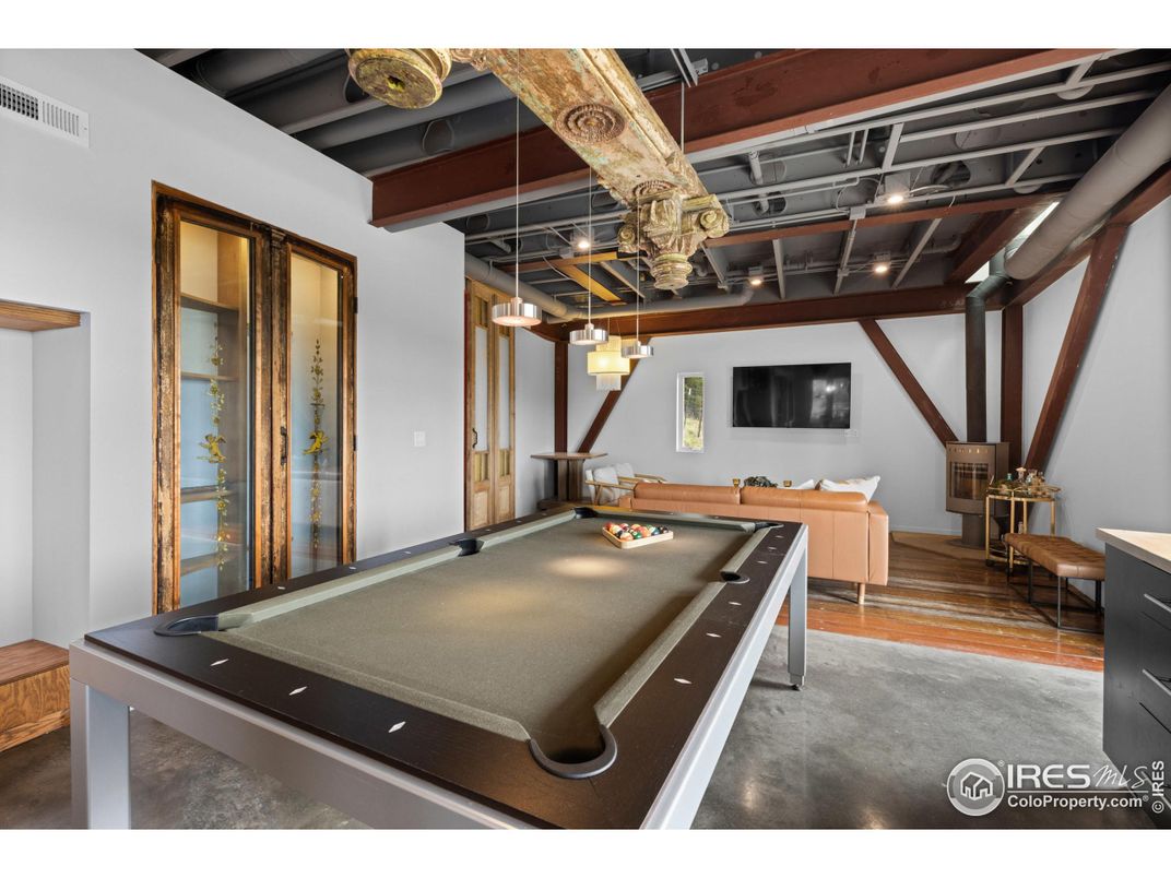 Billiard Table, Game Room, Interior, Wooden Beams