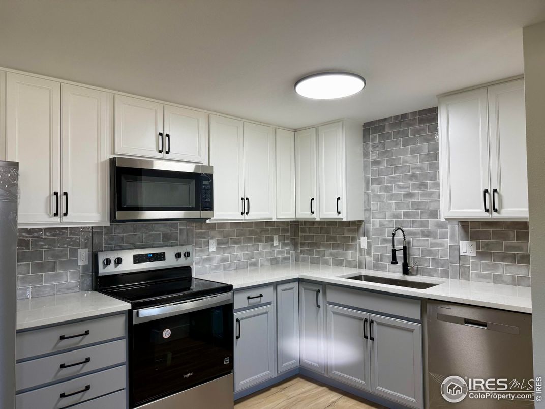 Interior, Kitchen, Stainless Steel Appliances, Wood Texture Flooring