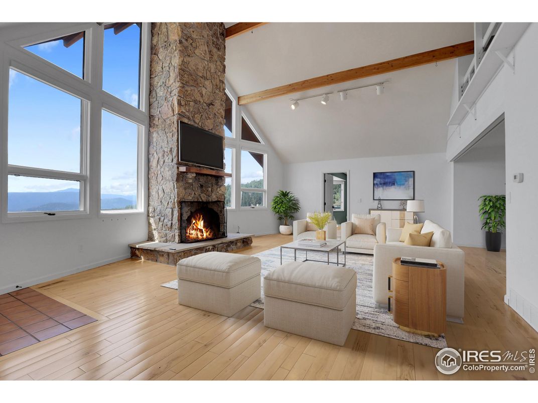 Fireplace, Interior, Living room, Wooden Beams, Wood Texture Flooring